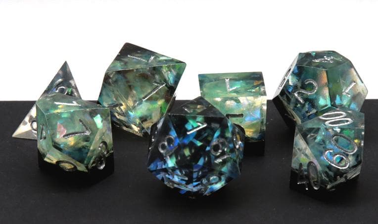 RPG Dice | "Green Forest" (Sharp Edged) | Set of 7