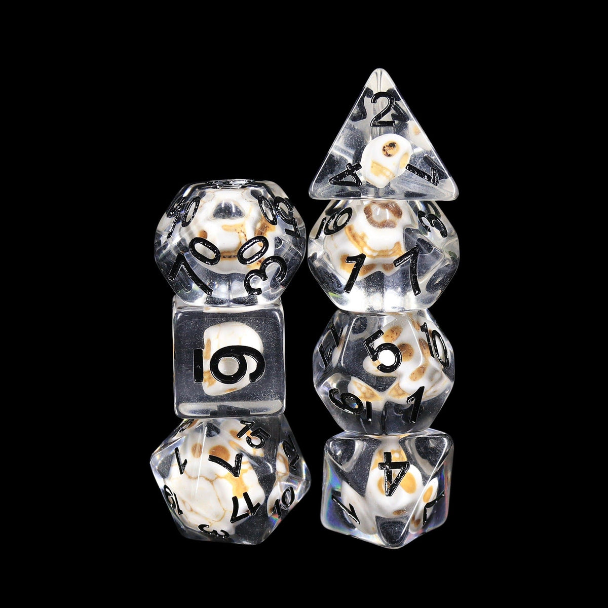 RPG Dice | "Skull Suspension" (Black Ink) | Set of 7