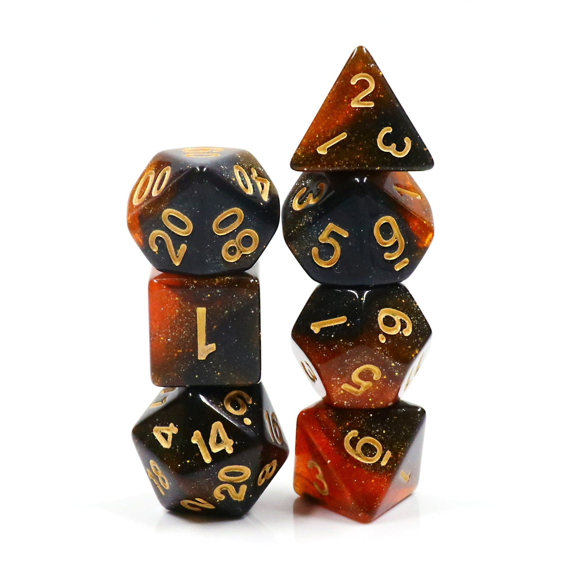 RPG Dice | "Ravaged System" Gold Ink | Set of 7