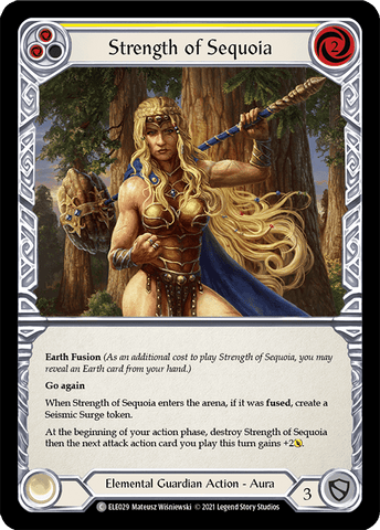 Strength of Sequoia (Yellow) [ELE029] (Tales of Aria)  1st Edition Rainbow Foil