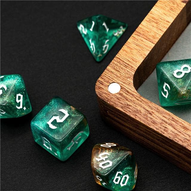 RPG Dice | "Gaea Thorns" White Ink | Set of 7