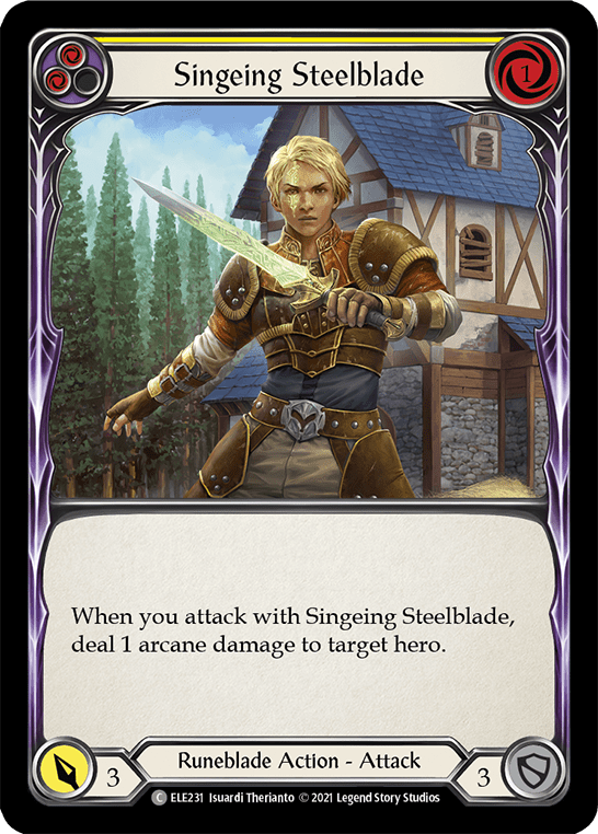 Singeing Steelblade (Yellow) [ELE231] (Tales of Aria)  1st Edition Normal