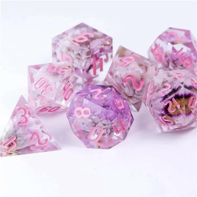 RPG Dice | "Suspended Daisy" (Sharp Edged) | Set of 7