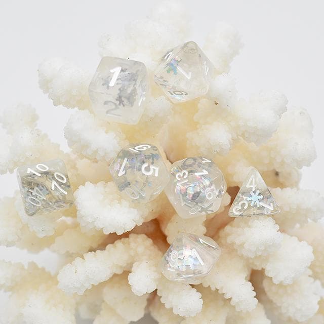 Polyhedral Dice Set | Acrylic | "Winter Snow" | Set of 7 (D0085)
