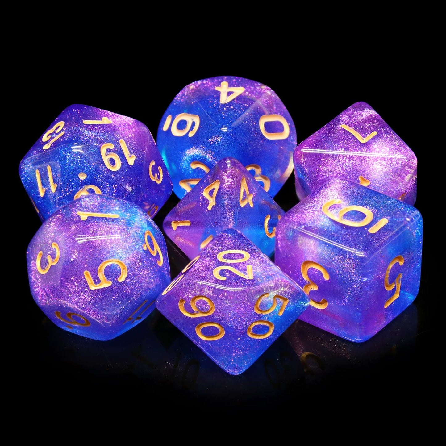 RPG Dice | "Straight On Til Morning" Gold Ink | Set of 7