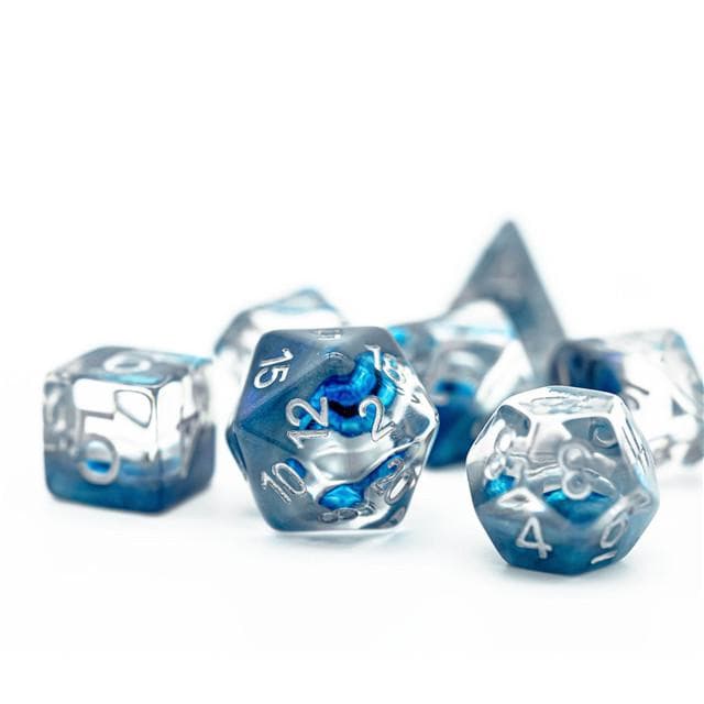 Polyhedral Dice Set | Resin | "Ice Dragon's Eye" | Set of 7 (D0113)