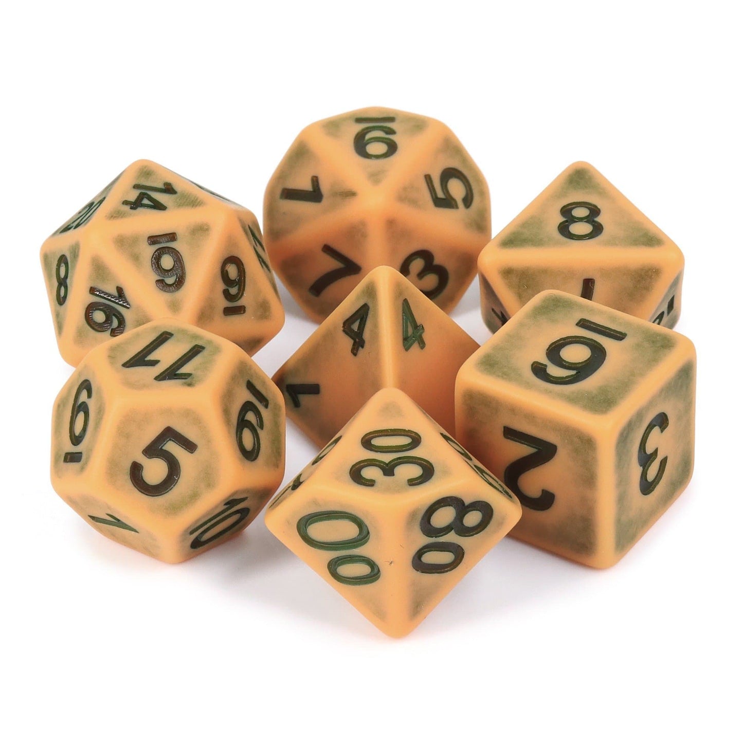 Polyhedral Dice Set | Acrylic | "Ancient Ochre" | Set of 7 (D0141)
