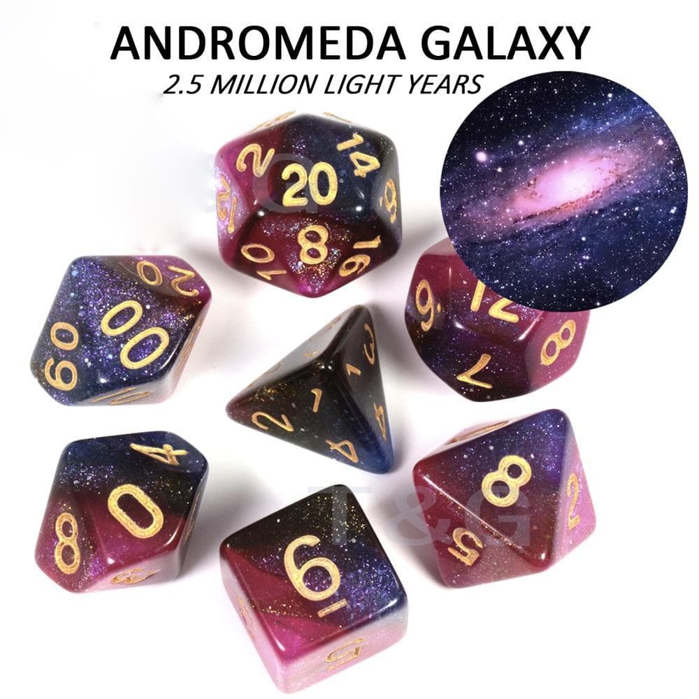 RPG Dice - Cosmos "Andromeda Galaxy" - Set of 7