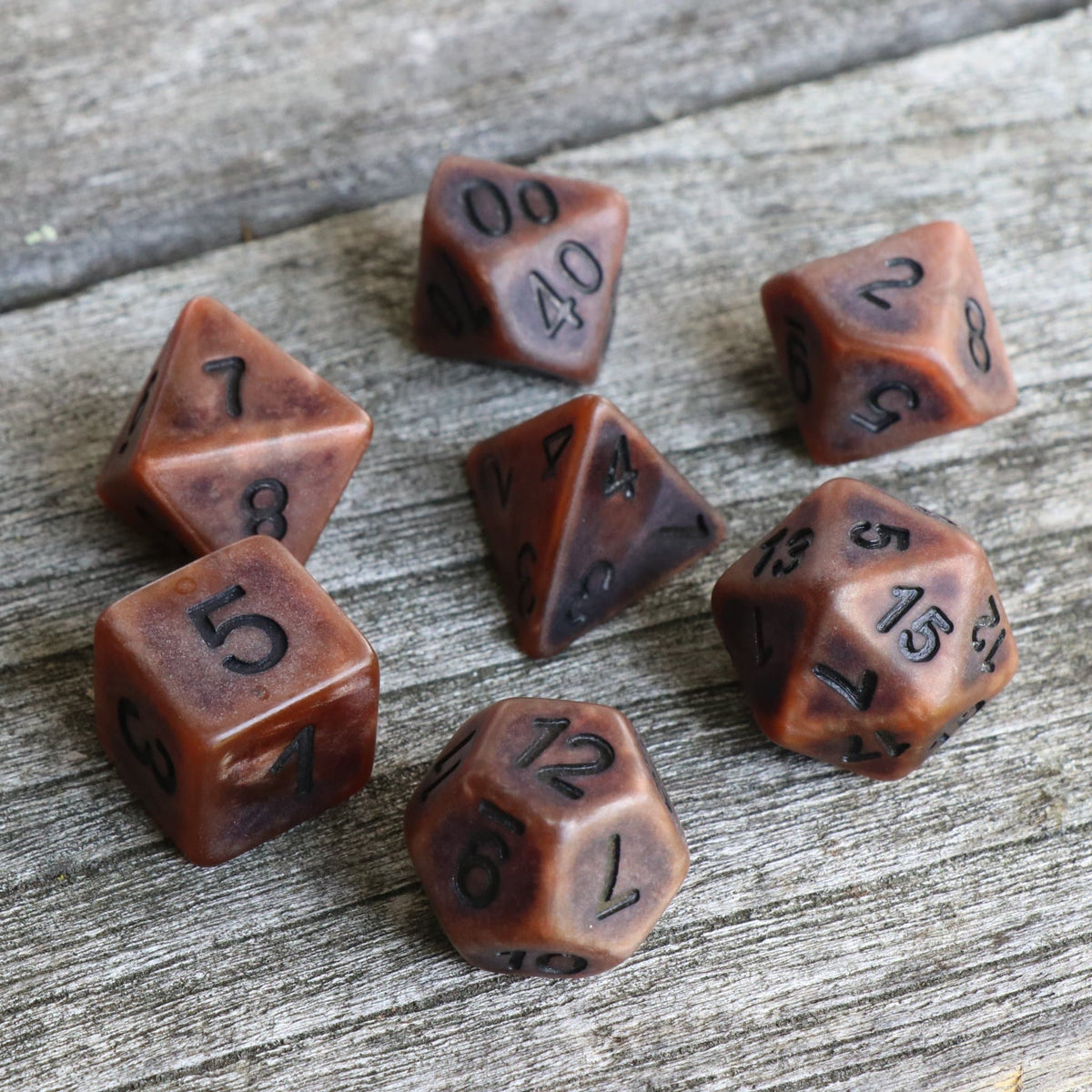 RPG Dice | "Ancient Copper" | Set of 7