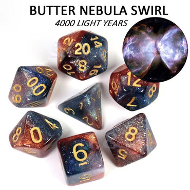 RPG Dice - Cosmos "Butter Nebula Swirl" - Set of 7