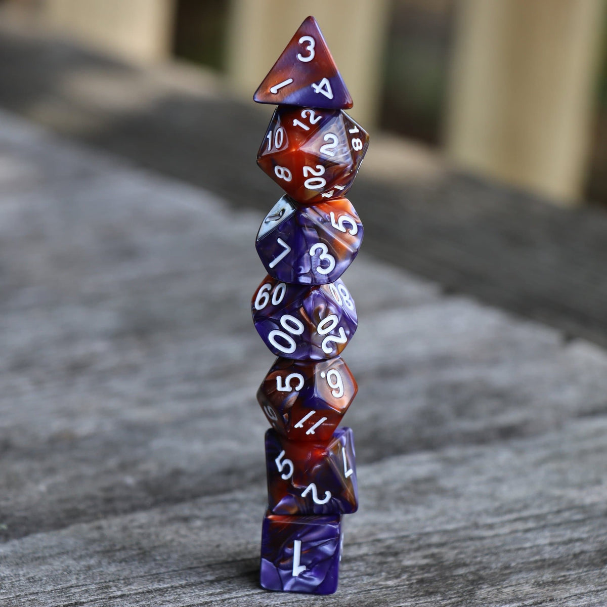 Polyhedral Dice Set | Acrylic | Blend Dark Blue Copper | Set of 7 (D0136)