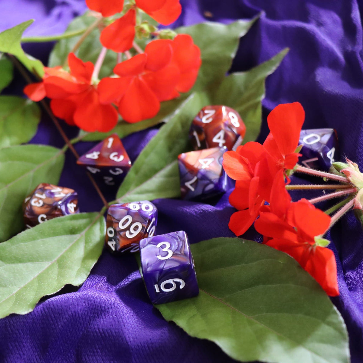 Polyhedral Dice Set | Acrylic | Blend Dark Blue Copper | Set of 7 (D0136)