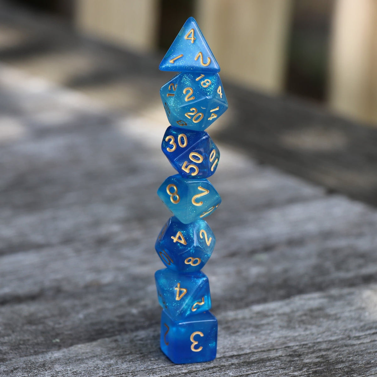 RPG Dice | "Mermaid's Aurora" Gold Ink | Set of 7