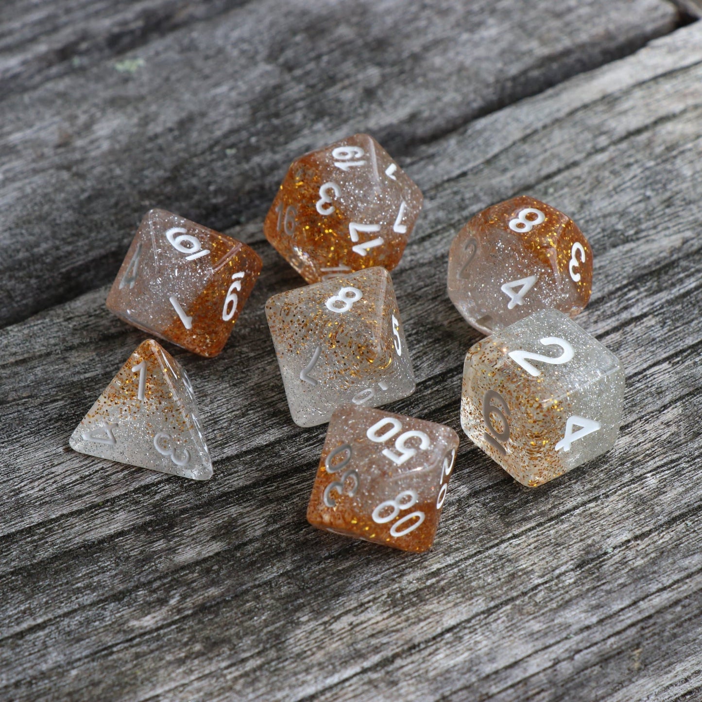 RPG Dice - Gold Silver Particles - Set of 7