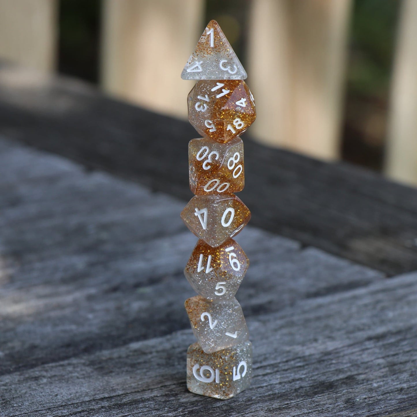RPG Dice - Gold Silver Particles - Set of 7