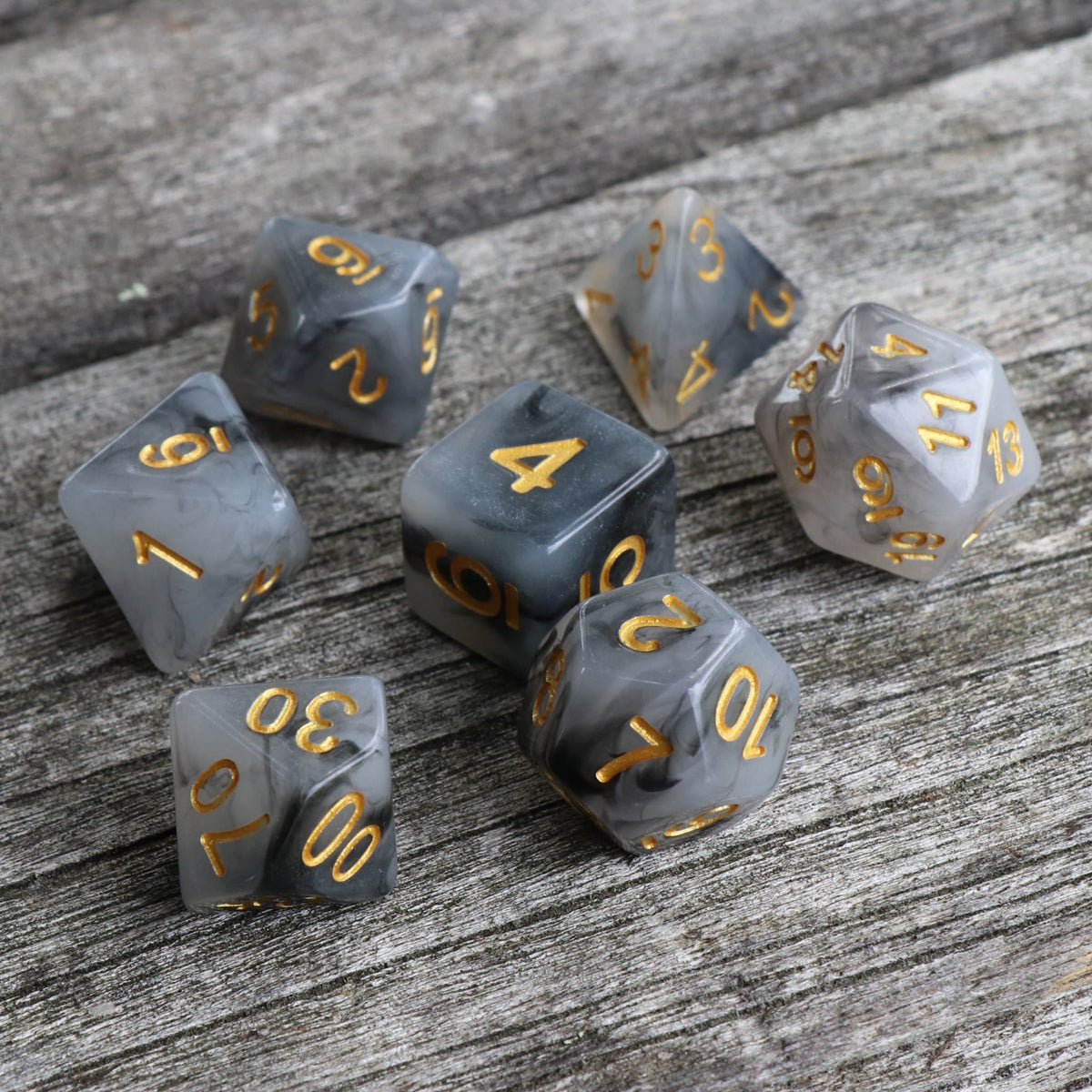 RPG Dice - Black "Umbral Jade" - Set of 7