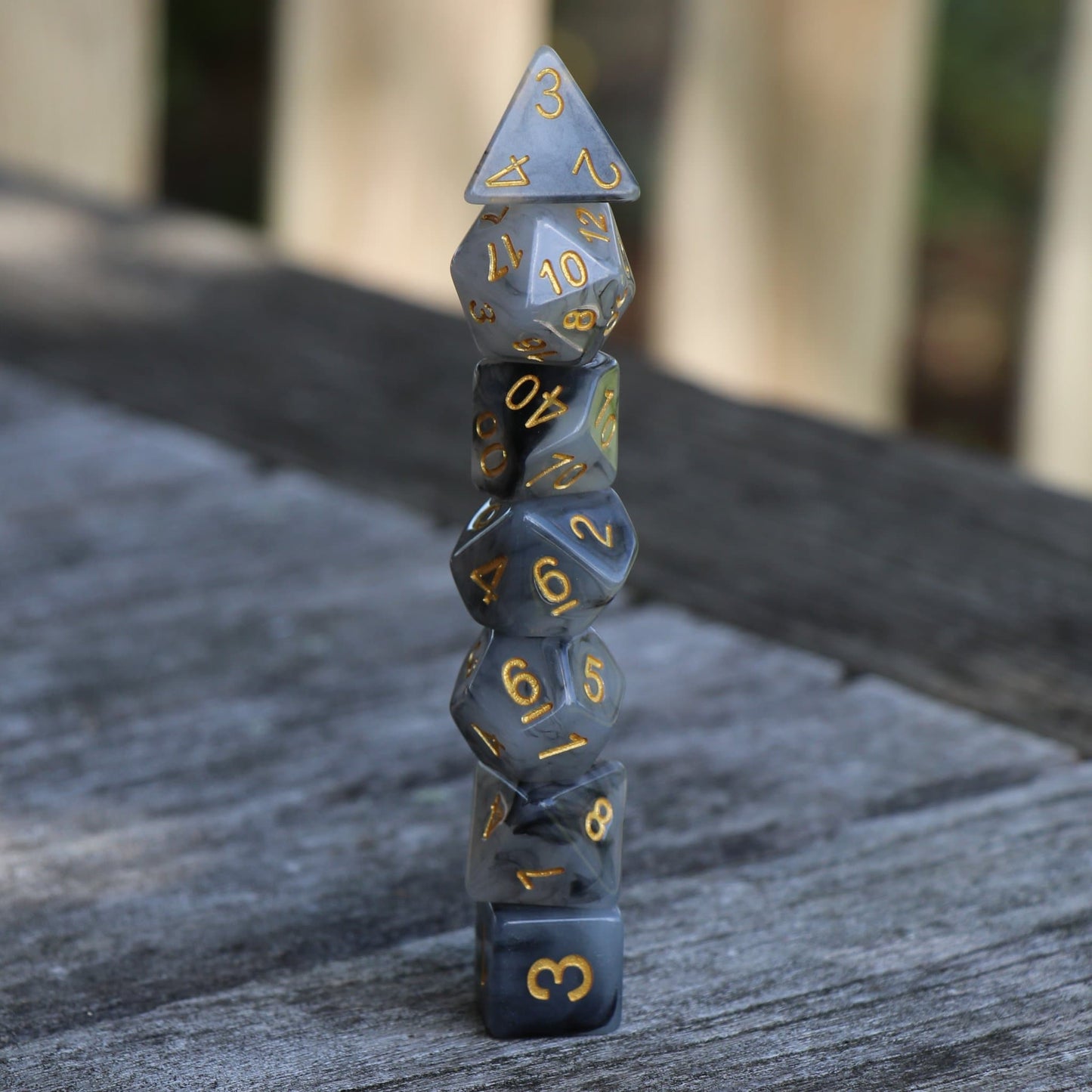 RPG Dice - Black "Umbral Jade" - Set of 7