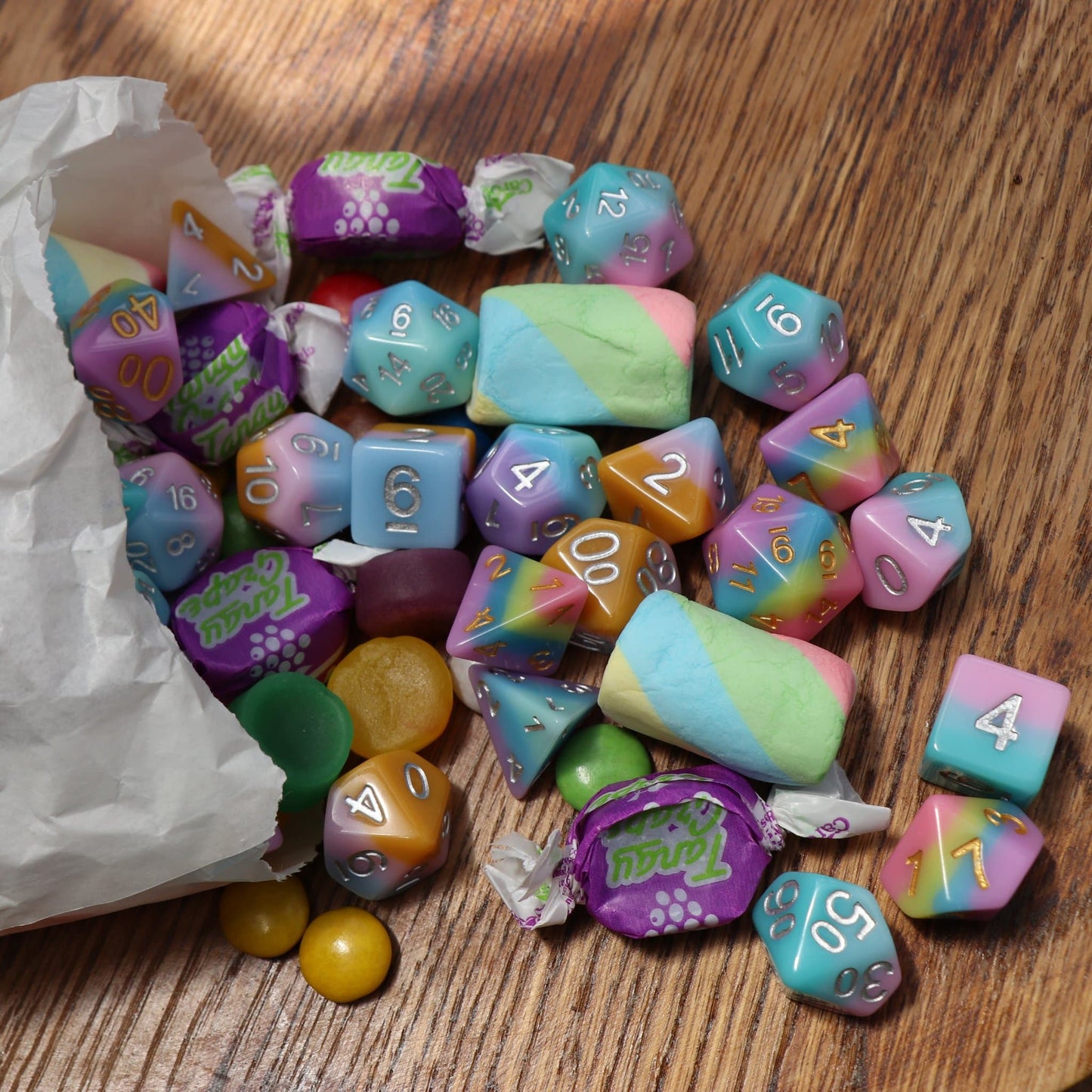 Polyhedral Dice Set | Acrylic | Pastel Candy Caramel | Set of 7 (D0086)