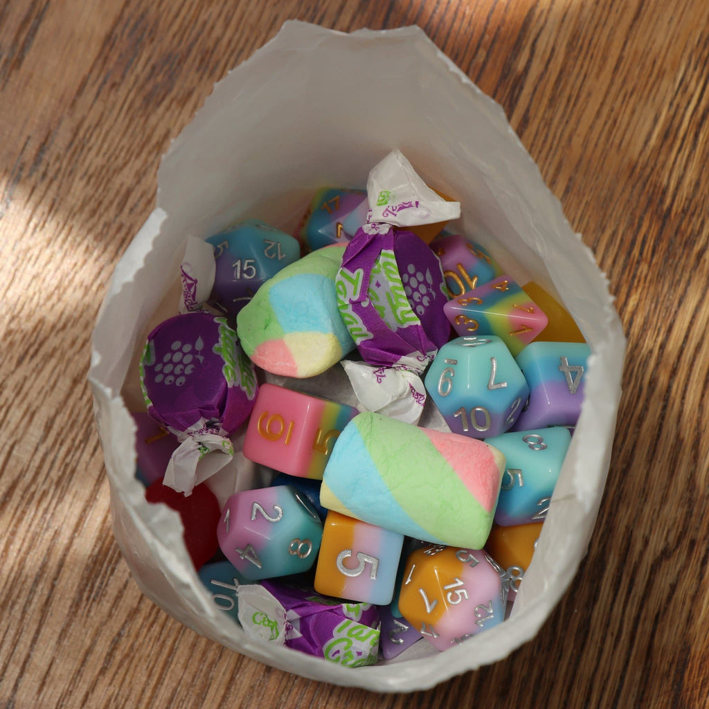 Polyhedral Dice Set | Acrylic | Pastel Candy Strawberry Bubblegum | Set of 7 (D0014)
