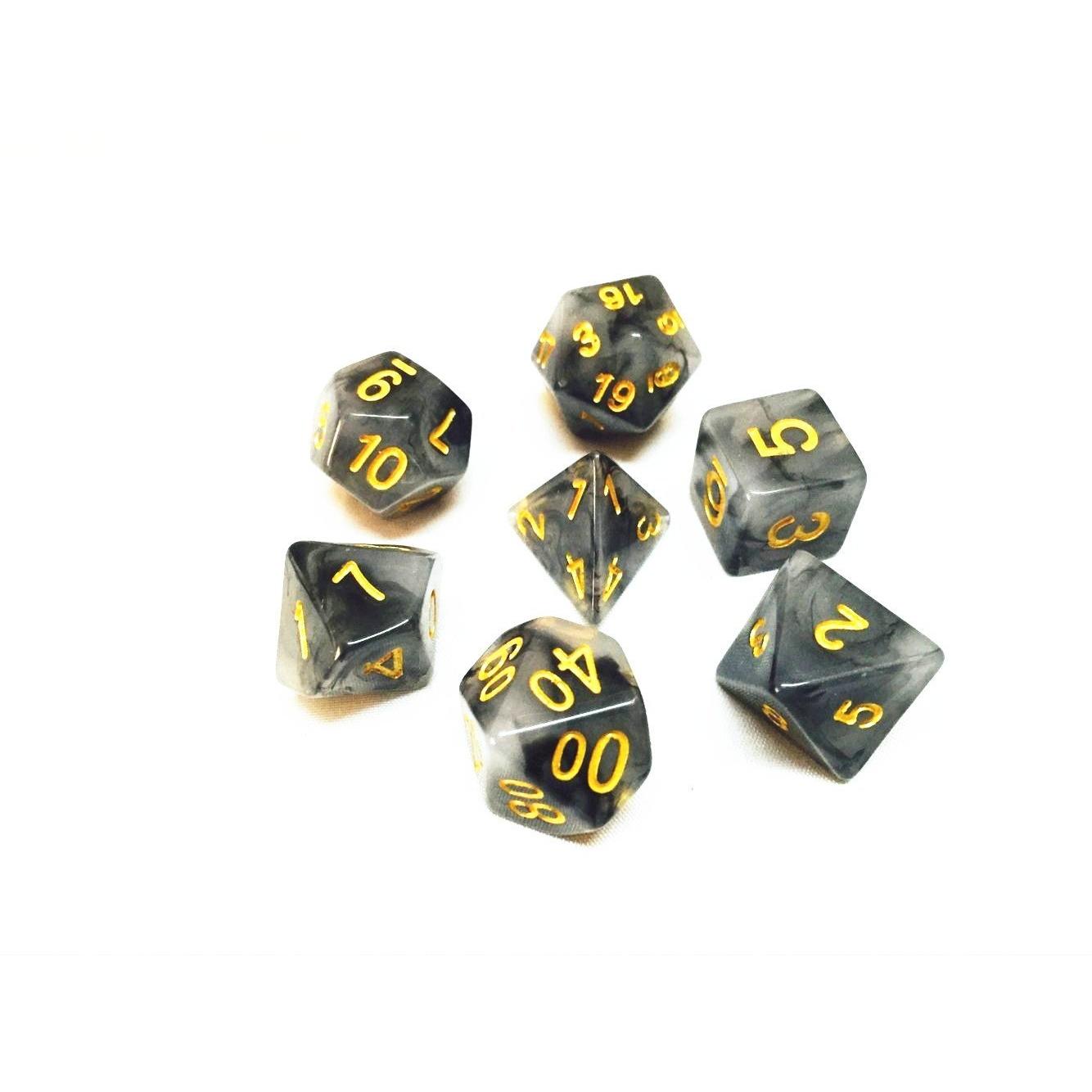 RPG Dice - Black "Umbral Jade" - Set of 7