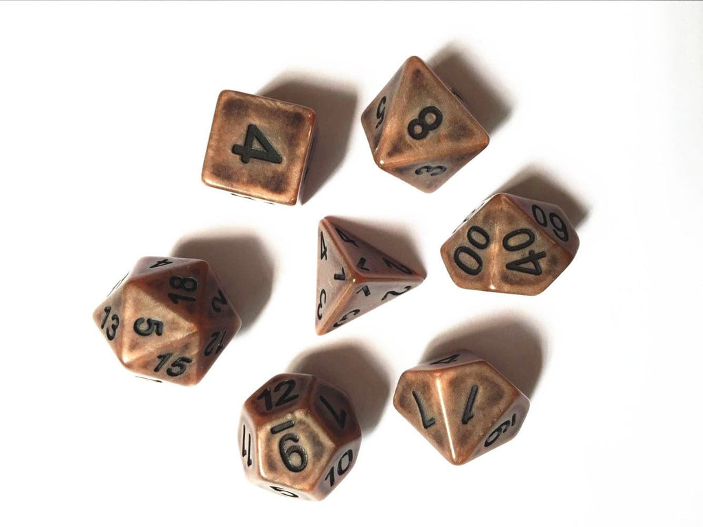 RPG Dice | "Ancient Copper" | Set of 7