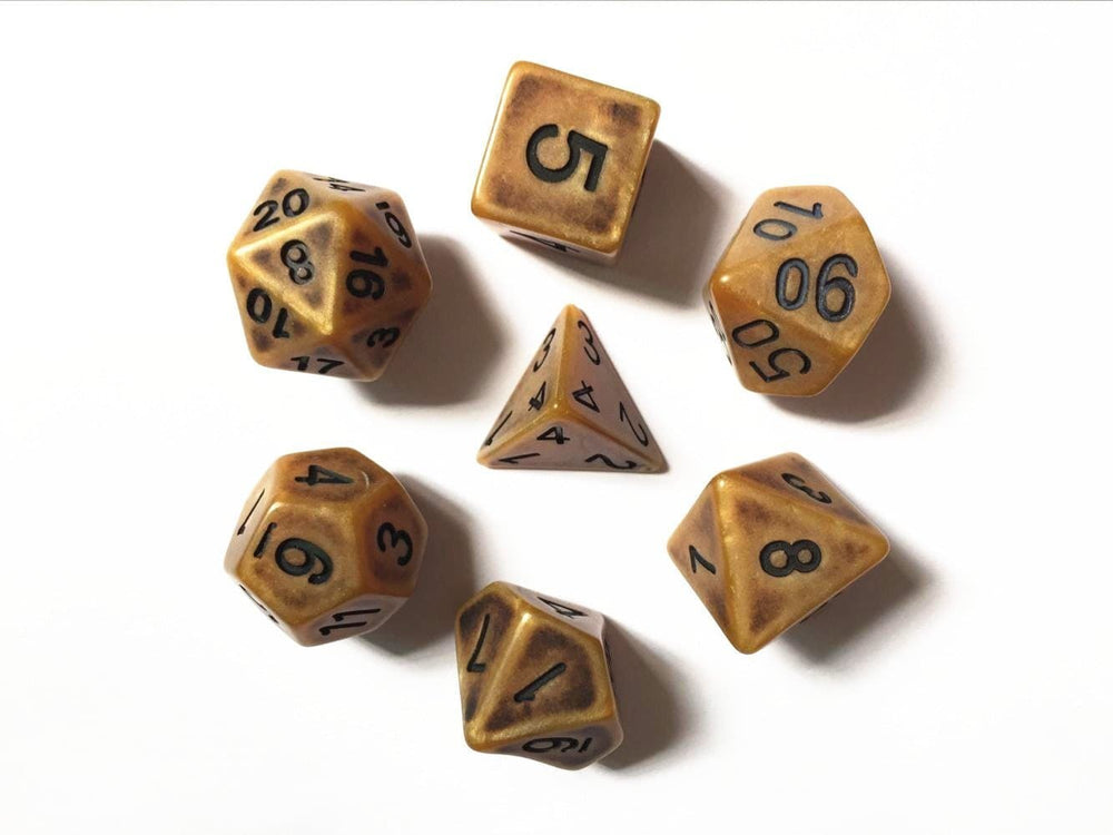 RPG Dice | "Ancient Gold" | Set of 7