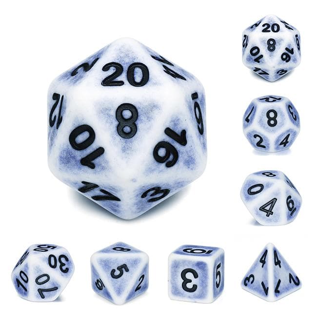 Polyhedral Dice Set | Acrylic | "Ancient Mist" Cerulean | Set of 7 (D0047)