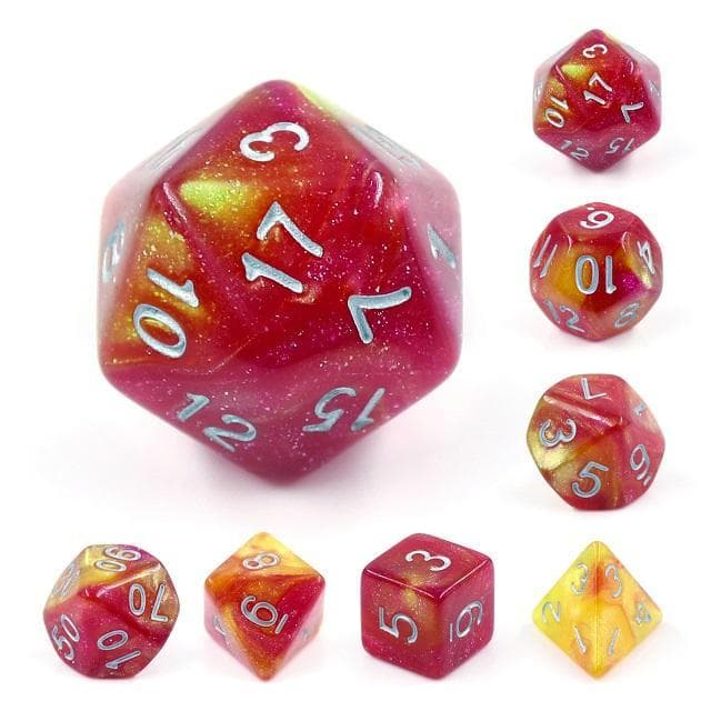 Polyhedral Dice Set | Acrylic | "Solar Wind" | Set of 7 (D0031)