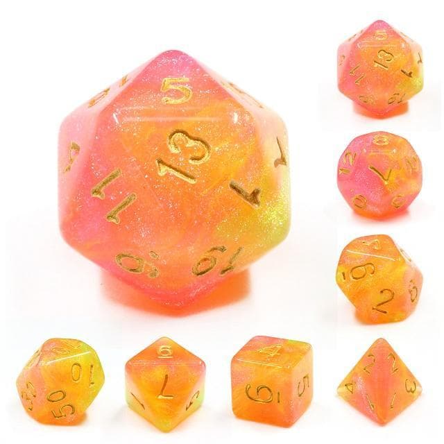 RPG Dice | "Summer Sun" | Set of 7