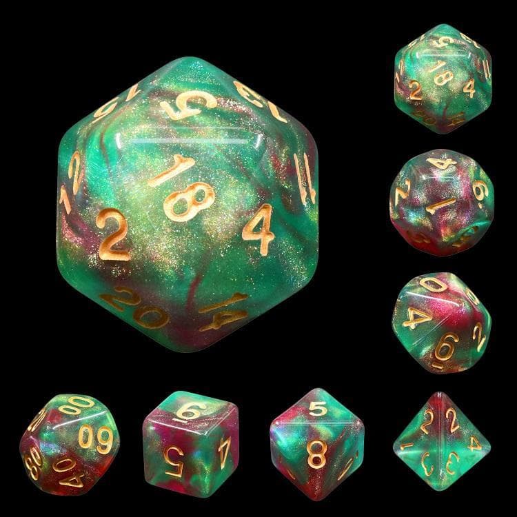 RPG Dice | "Blood Briar" Gold Ink | Set of 7