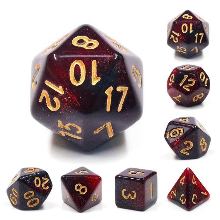 RPG Dice | "Grim Aurora" Gold Ink | Set of 7