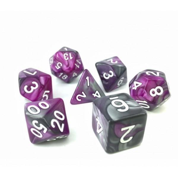 RPG Dice | "Eldritch Iron" Blend Silver Purple | Set of 7