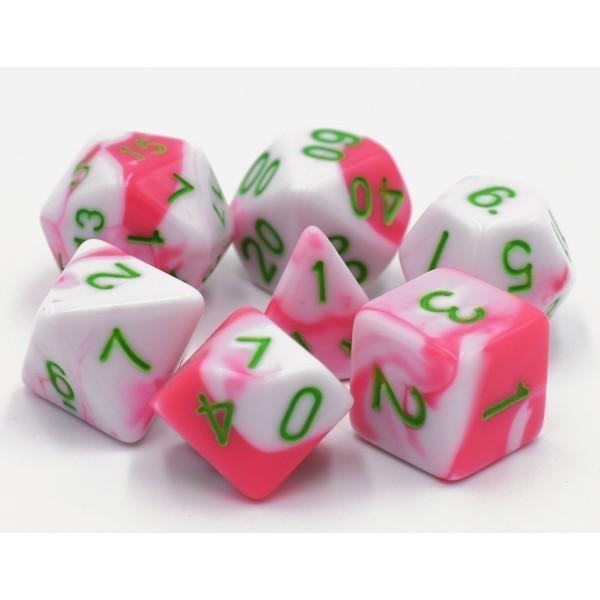 RPG Dice - Blend Pink White - Set of 7