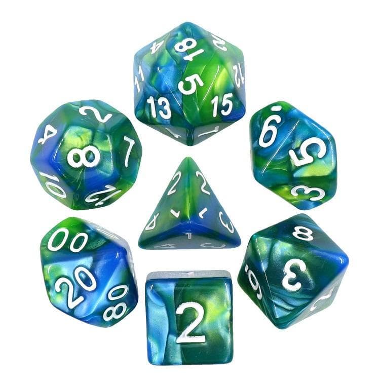 Polyhedral Dice Set | Acrylic | "Fae Sea" | Set of 7 (D0054)