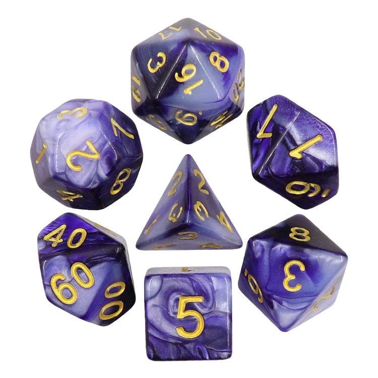 Polyhedral Dice Set | Acrylic | Blend Purple White | Set of 7 (D0048)