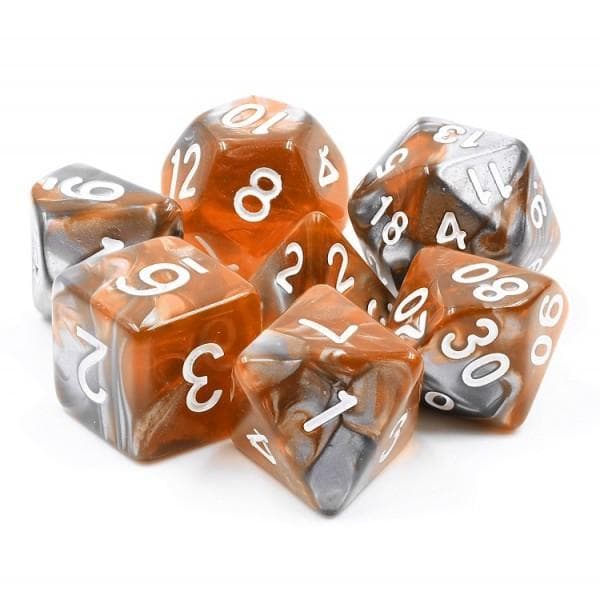 Polyhedral Dice Set | Acrylic | Carnelian Ore | Set of 7 (D0135)