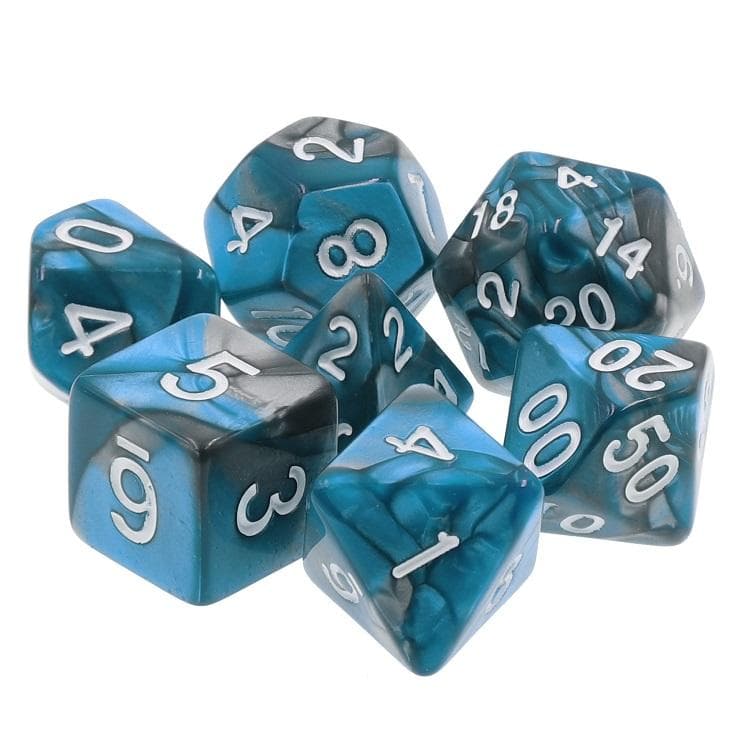 Polyhedral Dice Set | Acrylic | "Blue Steel" Blend | Set of 7 (D0068)