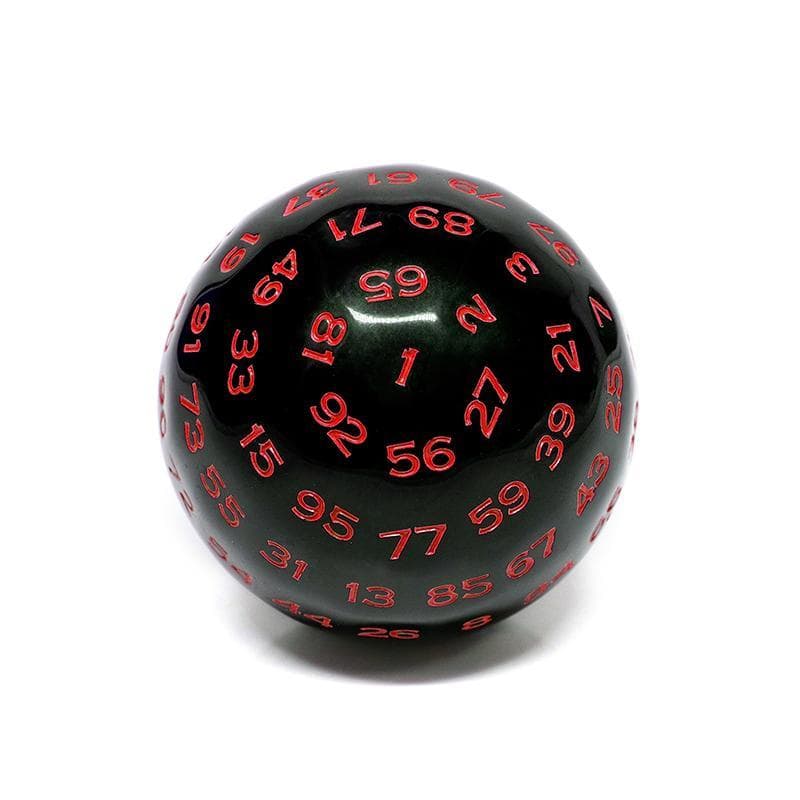 RPG Dice | d100 | Solid Black | Red Ink