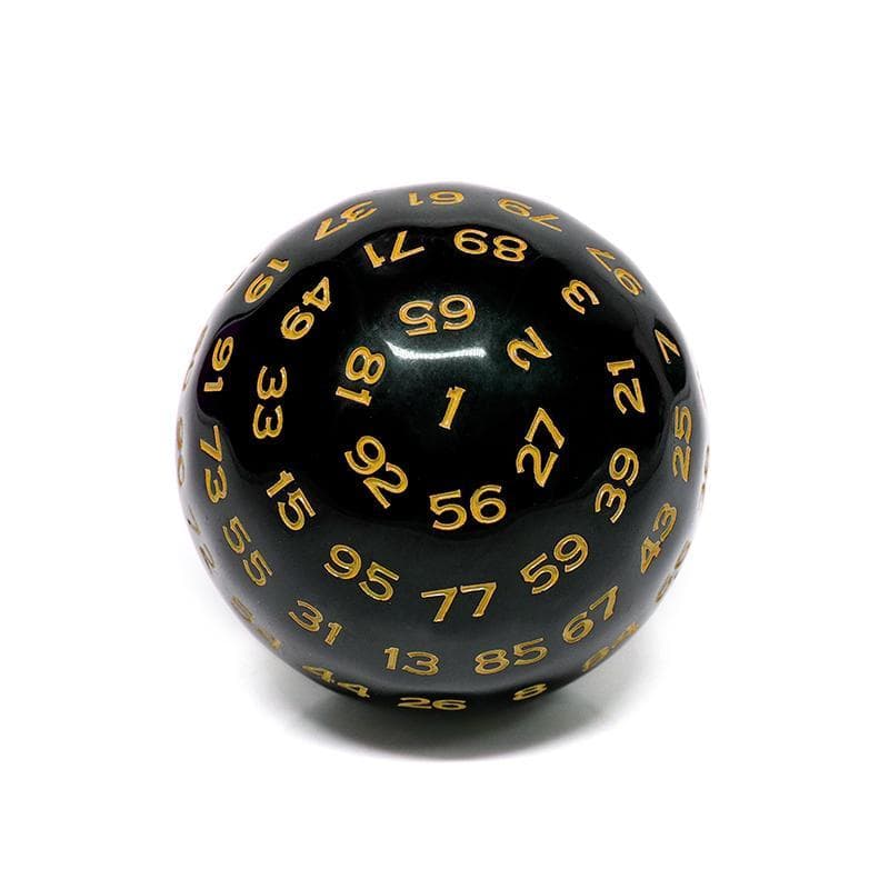 RPG Dice | d100 | Solid Black | Yellow Ink