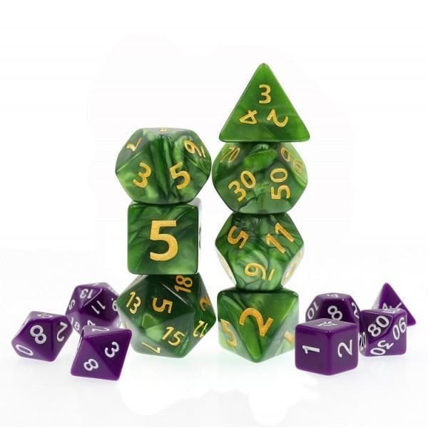 Large Polyhedral Dice Set | GIANT Pearl - Green | Set of 7 (D1010)