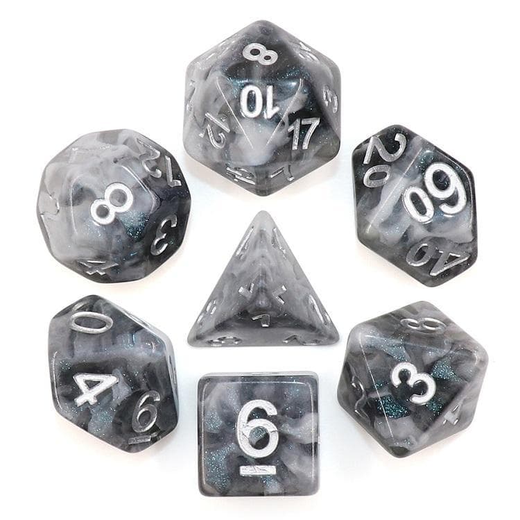 RPG Dice - "Snowy Crystal" - Set of 7
