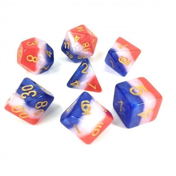 RPG Dice 7 Set - Layer Red White Blue
