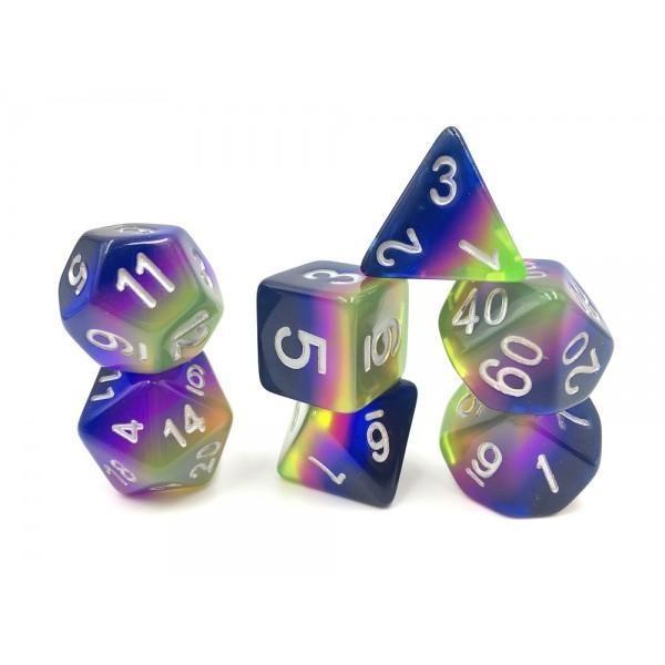 Polyhedral Dice Set | Acrylic | Layer "Neon Sunrise" | Set of 7 (D0091)