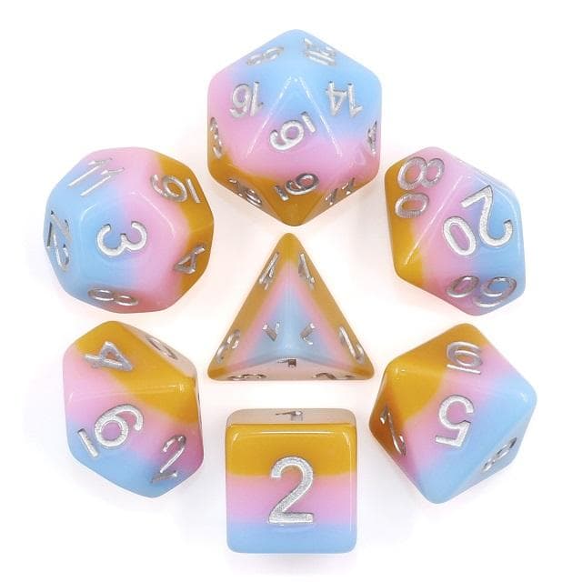 Polyhedral Dice Set | Acrylic | Pastel Candy Caramel | Set of 7 (D0086)