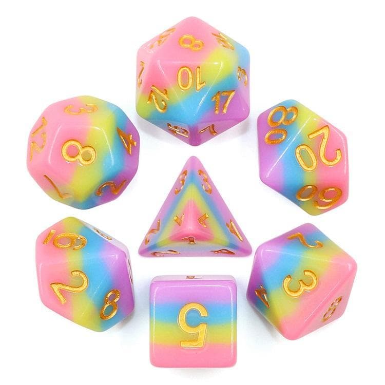 RPG Dice | Pastel Candy Rainbow | Set of 7