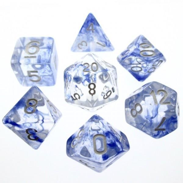 Polyhedral Dice Set | Acrylic | "Blood Alchemy" Blue | Set of 7 (D0029)