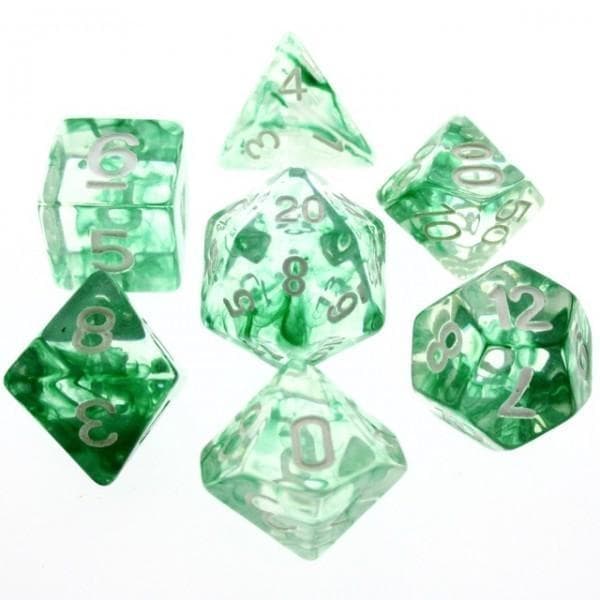 Polyhedral Dice Set | Acrylic | "Blood Alchemy" Green | Set of 7 (D0030)