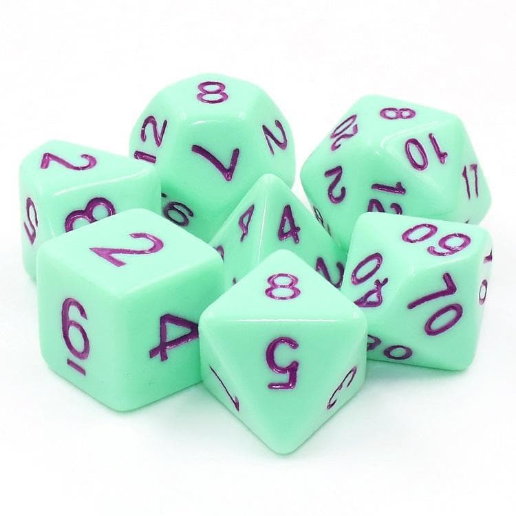RPG Dice - Pastel Mint Rose - Set of 7