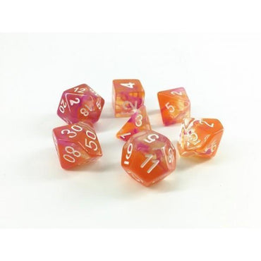 RPG Dice 7 Set - Swirl Orange Pink