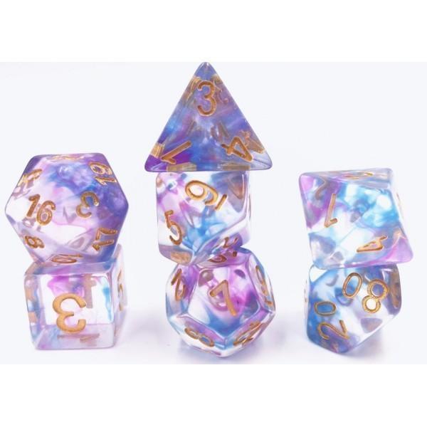 RPG Dice 7 Set - Swirl Blue Purple